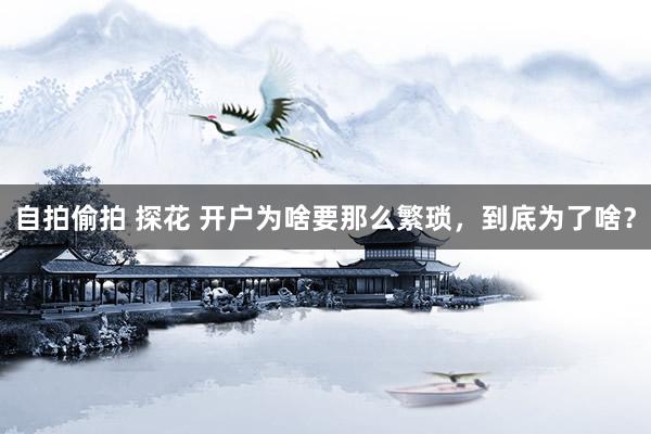 自拍偷拍 探花 开户为啥要那么繁琐，到底为了啥？