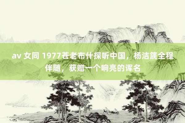 av 女同 1977苍老布什探听中国，杨洁篪全程伴随，获赠一个响亮的诨名