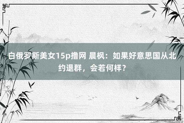 白俄罗斯美女15p撸网 晨枫：如果好意思国从北约退群，会若何